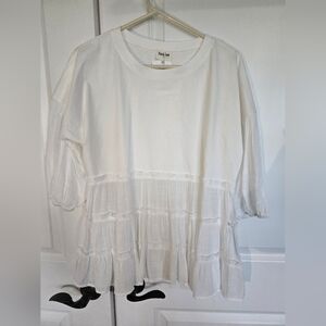 Peach Love California white ruffle top NWT